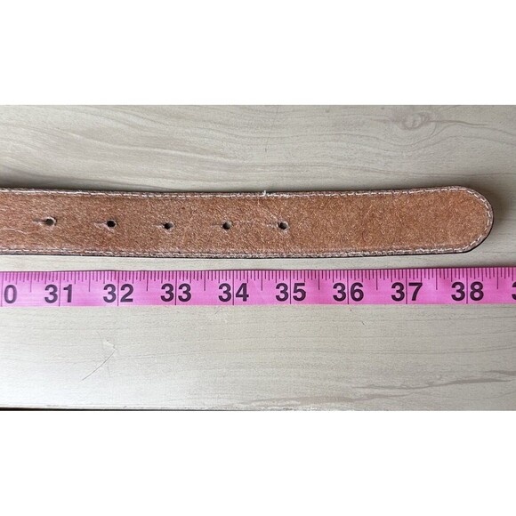 Fossil Metallic Leather Fleur De Lis Filigree Belt M | Y2K Chunky Bling Buckle - Picture 10 of 10